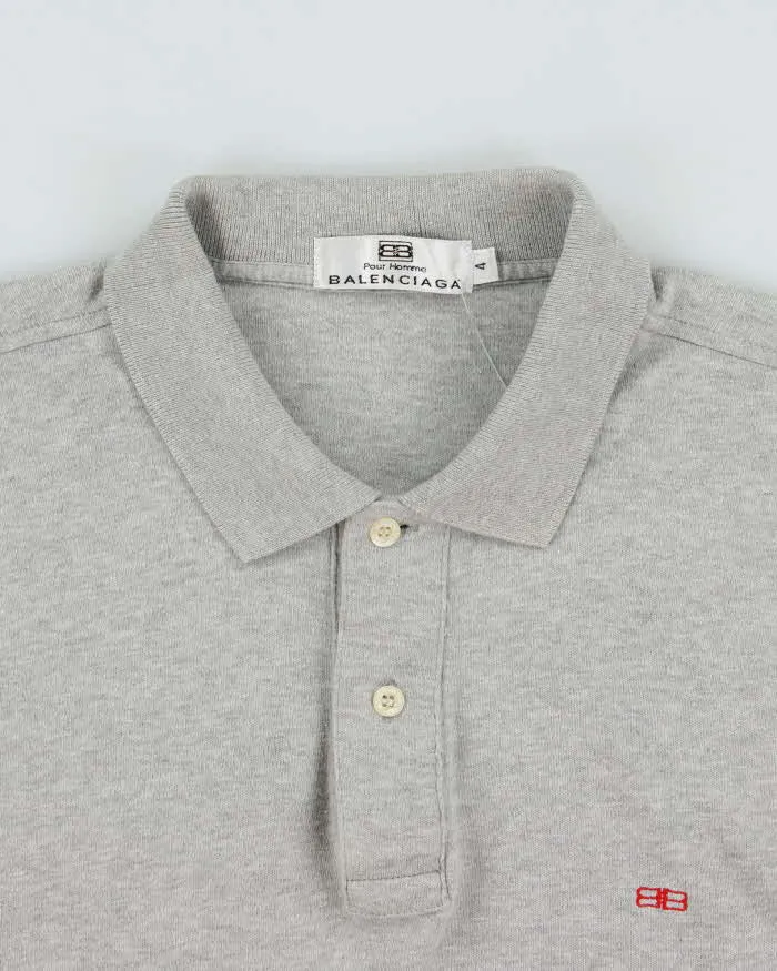 Vintage 1990s Balenciaga Homme Embroidered Marl Grey Long Sleeve Polo Shirt - L sold by Rokit product image thumbnail 5