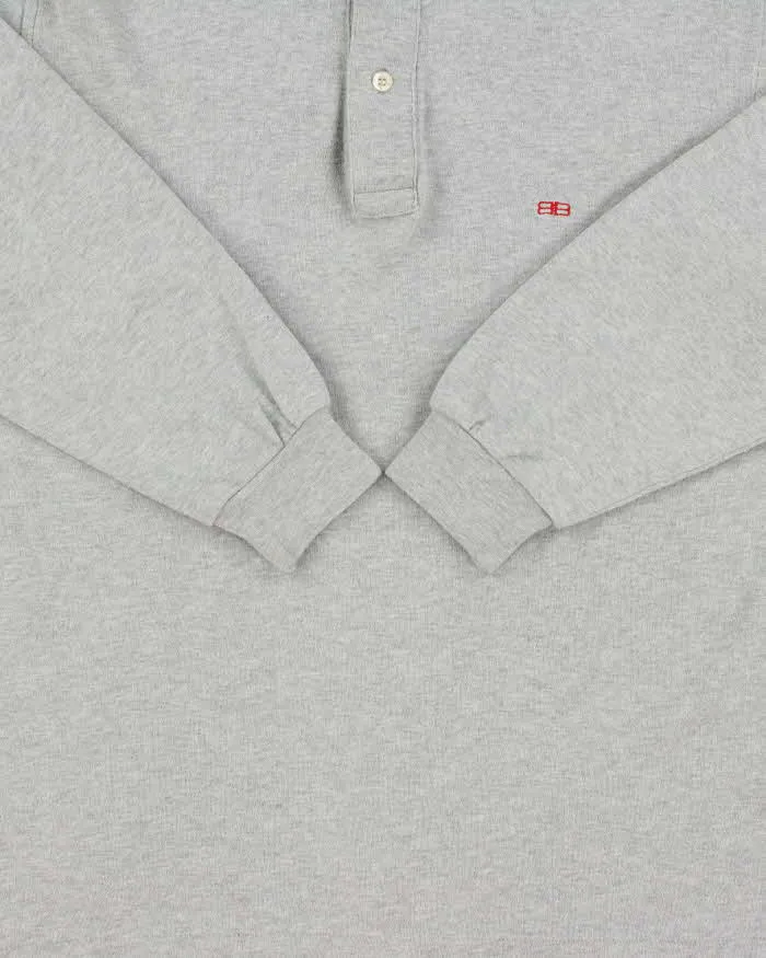 Vintage 1990s Balenciaga Homme Embroidered Marl Grey Long Sleeve Polo Shirt - L sold by Rokit product image thumbnail 4