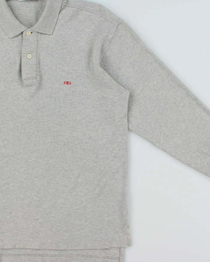 Vintage 1990s Balenciaga Homme Embroidered Marl Grey Long Sleeve Polo Shirt - L sold by Rokit product image thumbnail 3