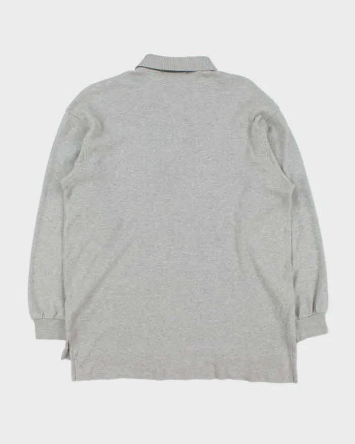 Vintage 1990s Balenciaga Homme Embroidered Marl Grey Long Sleeve Polo Shirt - L sold by Rokit product image thumbnail 2