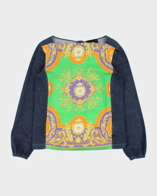 Vintage Y2K 00s D&G Women's Baroque Long Sleeve Denim Blouse - M made by Dolce & Gabanna