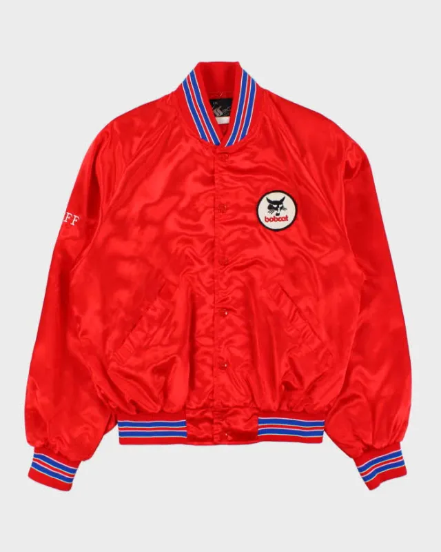 Vintage 1980s Sexton Embroidered Bobcat Satin Varsity Bomber Jacket - L made by Rokit