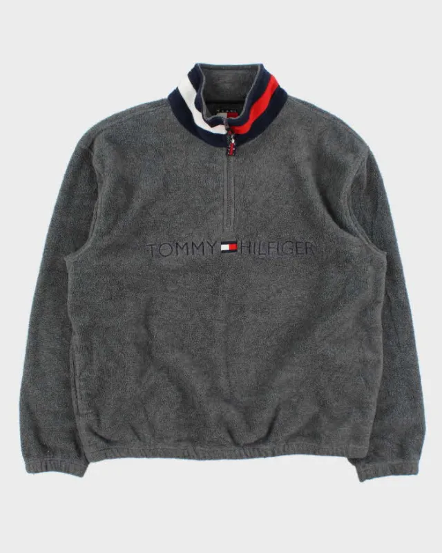Vintage Y2K 00s Tommy Hilfiger Embroidered Classic Spell-Out Quarter-Zip Fleece - M made by Tommy Hilfiger