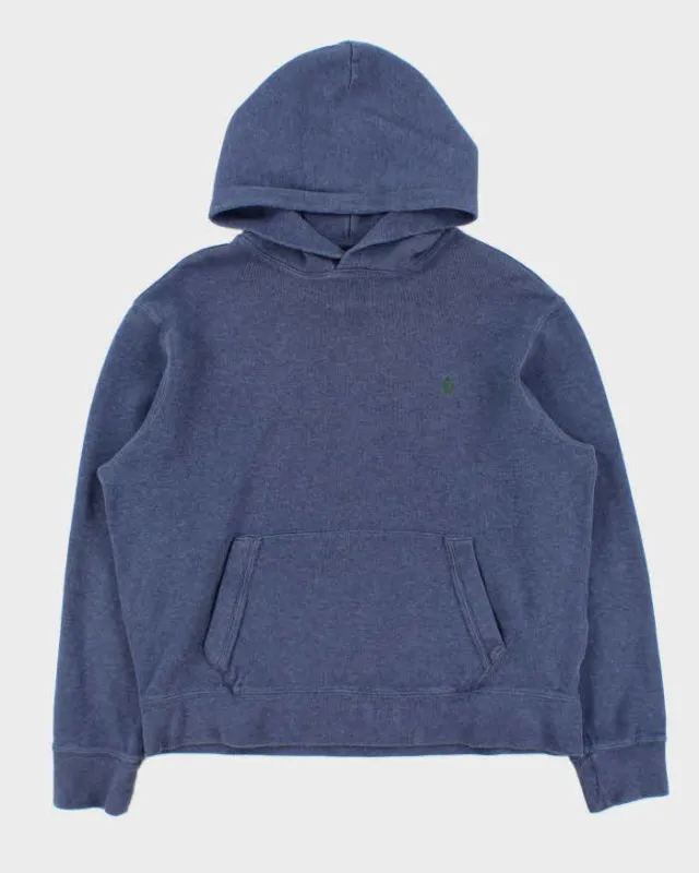 Vintage Y2K 00s Polo Ralph Lauren Heavyweight Leather Patch Pullover Hoodie - L made by Ralph Lauren