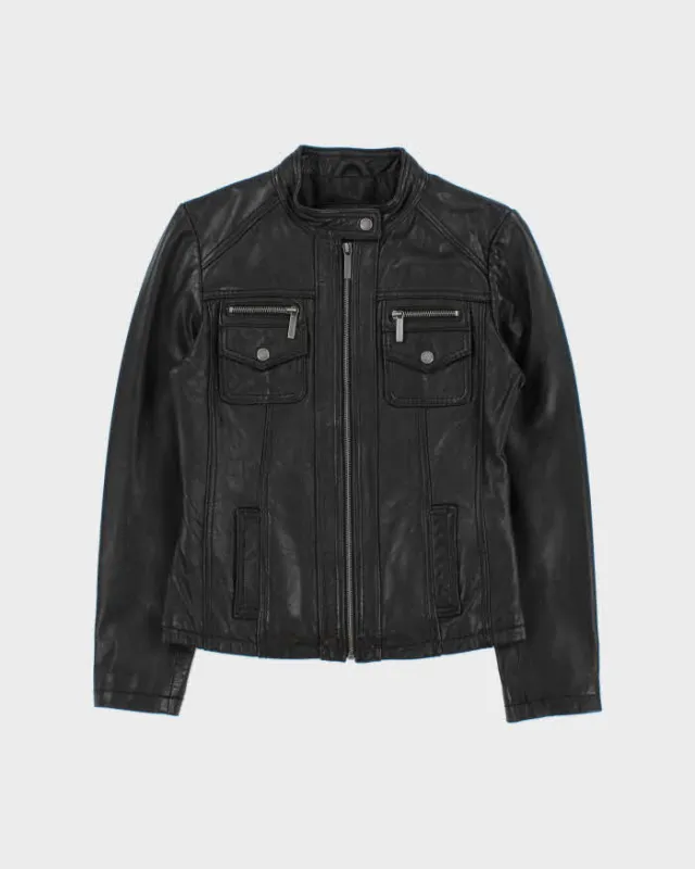 Vintage Y2k 2000s Michael Kors Cafe Racer Leather Jacket - S made by Michael Kors