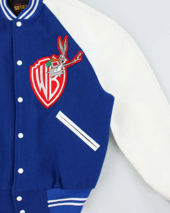 Vintage 1980s Warner Bros. Bugs Bunny Wool Leather Seder Made In Canada Varsity Bomber Jacket - M sold by Rokit product image thumbnail 3