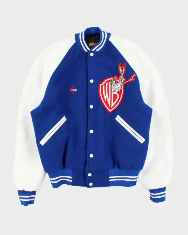 Vintage 1980s Warner Bros. Bugs Bunny Wool Leather Seder Made In Canada Varsity Bomber Jacket - M made by Rokit