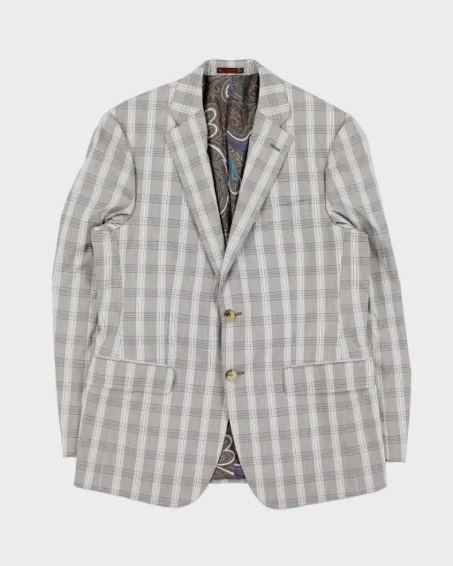 Vintage Etro Silk Blend Glen Check Single Breasted Blazer - L made by Rokit