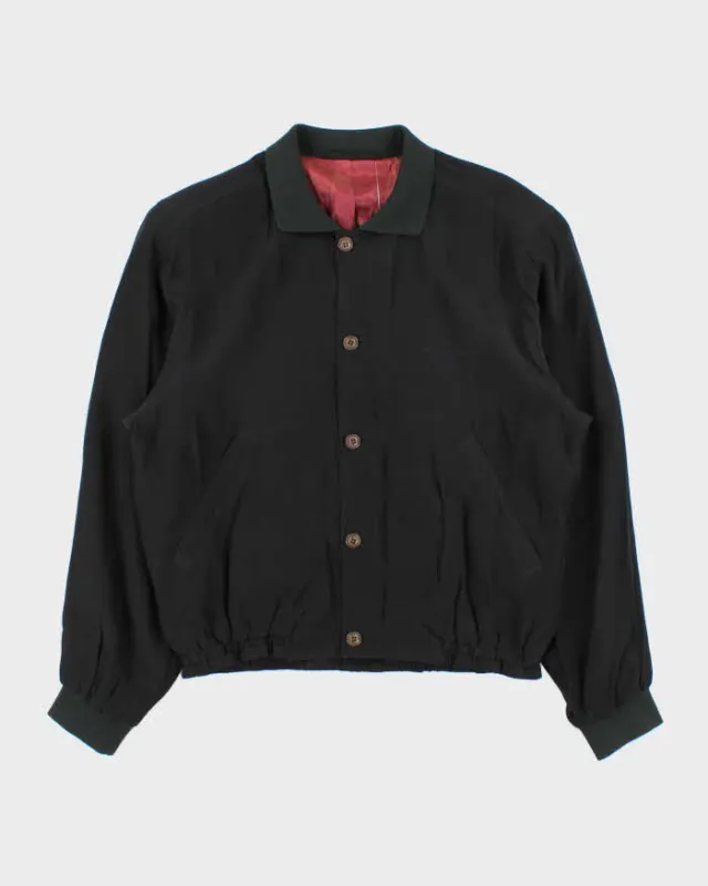 Vintage 1980s Valentino Jeans Pure Silk Collared Cropped Bomber Jacket - M made by Valentino