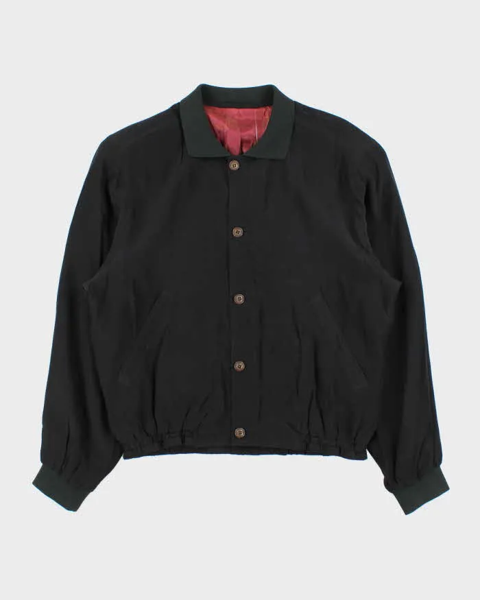 Vintage 1980s Valentino Jeans Pure Silk Collared Cropped Bomber Jacket - M sold by Rokit