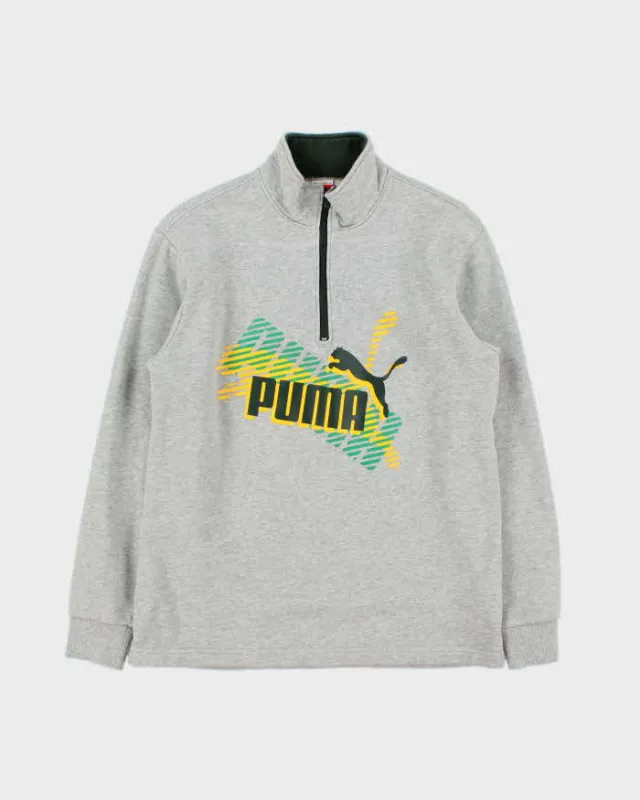 Vintage Y2K 00s Puma Jamaica Marl Grey Quarter-Zip Sweatshirt - S made by Puma