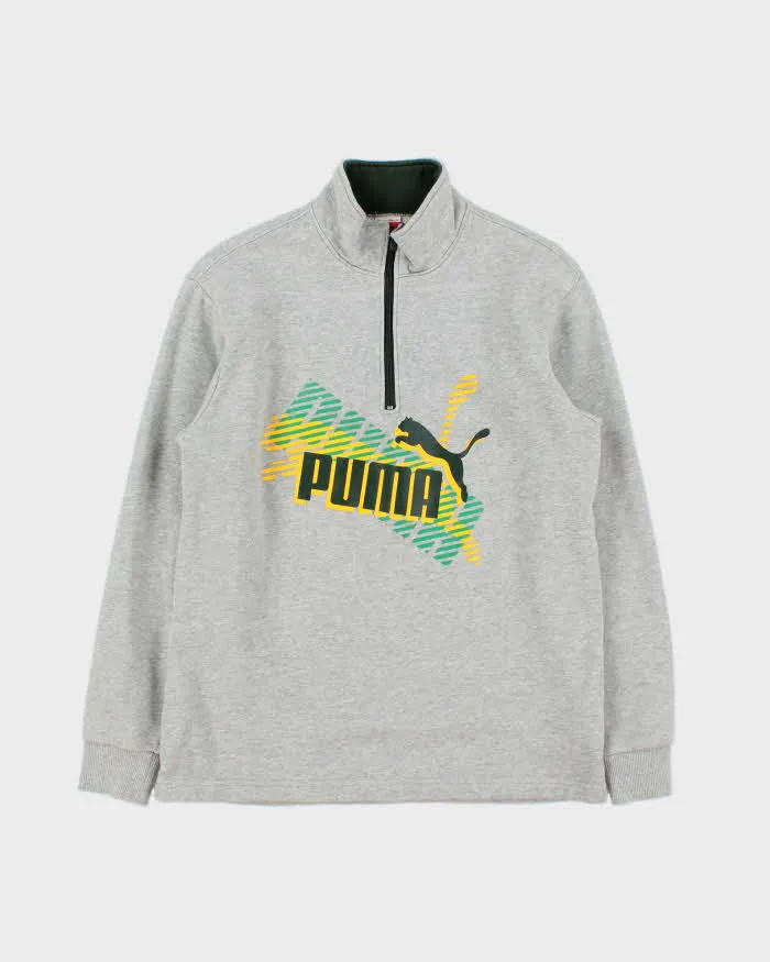 Vintage Y2K 00s Puma Jamaica Marl Grey Quarter-Zip Sweatshirt - S sold by Rokit