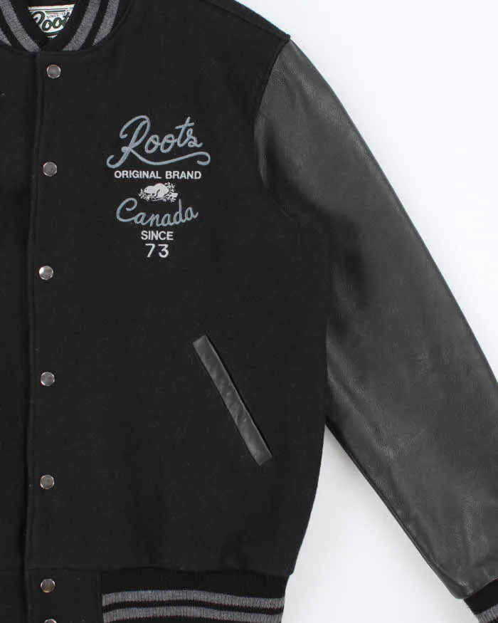 Vintage Y2K 00s Roots Embroidered Wool Leather Varsity Bomber Jacket - XL sold by Rokit product image thumbnail 3