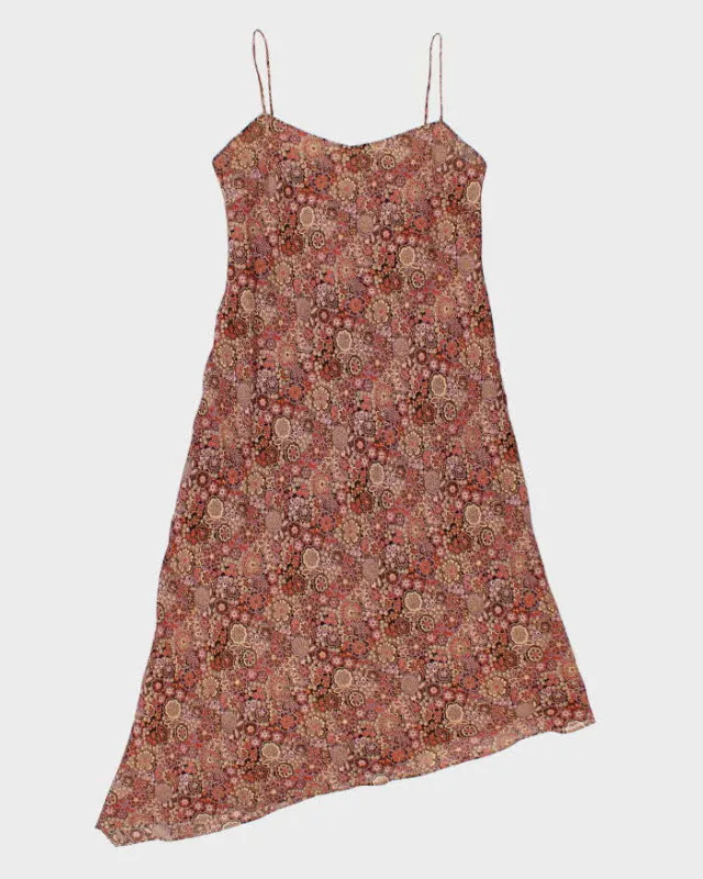 Vintage 1990s Laura Paisley Floral Pattern Asymmetric Hem Dress - M made by Rokit