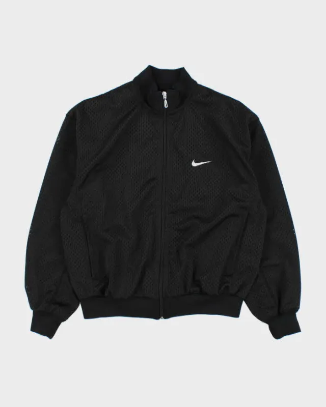 Vintage 1990s Nike Women's Embroidered Mesh Cropped Track Jacket - M made by Nike