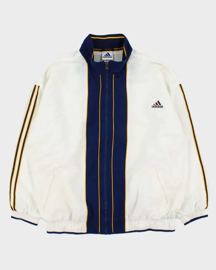Vintage 1990s Adidas Three-Stripe Tri-Colour Soft Shell Windbreaker Jacket - XL sold by Rokit