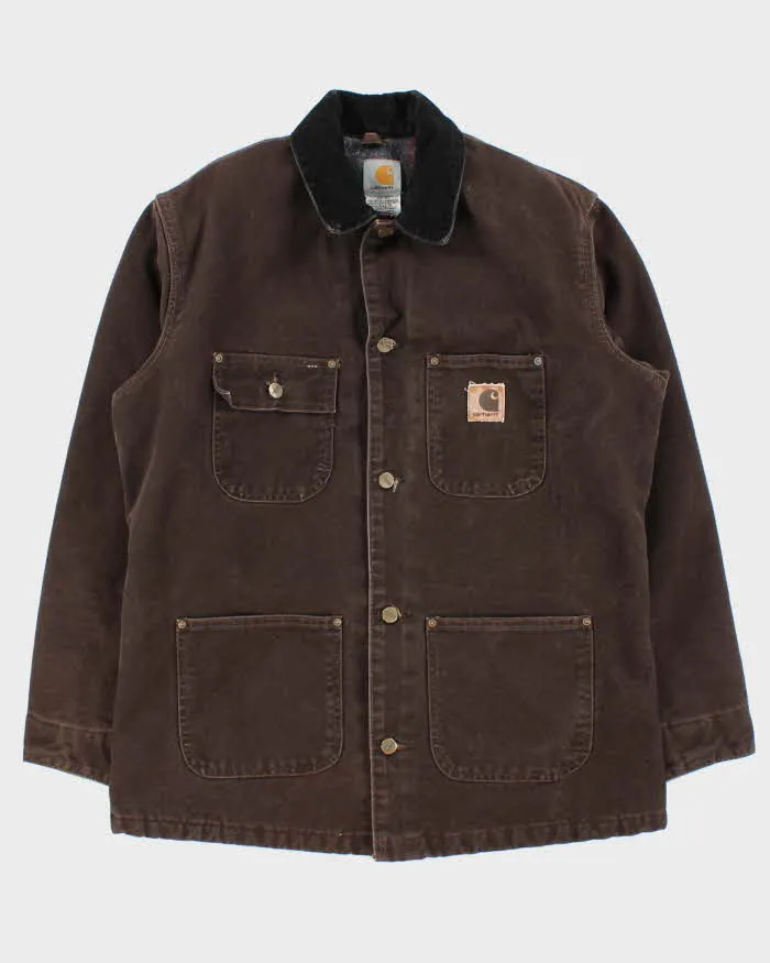 Vintage 2005 Y2K Carhartt C02 DKB Sandstone Duck Canvas Blanket-Lined Chore Jacket - M sold by Rokit