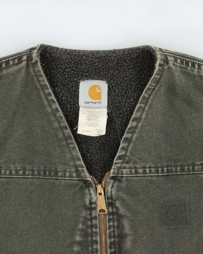 Vintage 2002 Y2K Carhartt V13 Made In USA Moss Duck Canvas Sherpa Lined Workwear Gilet - M sold by Rokit product image thumbnail 5