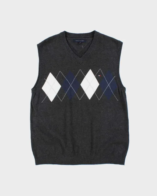 Vintage Tommy Hilfiger Argyle Sleeveless Knit Jumper - L made by Tommy Hilfiger
