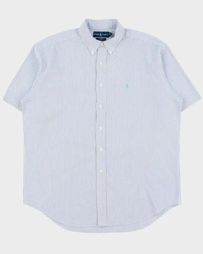 Vintage Ralph Lauren Striped Seersucker Oversized Shirt - L sold by Rokit