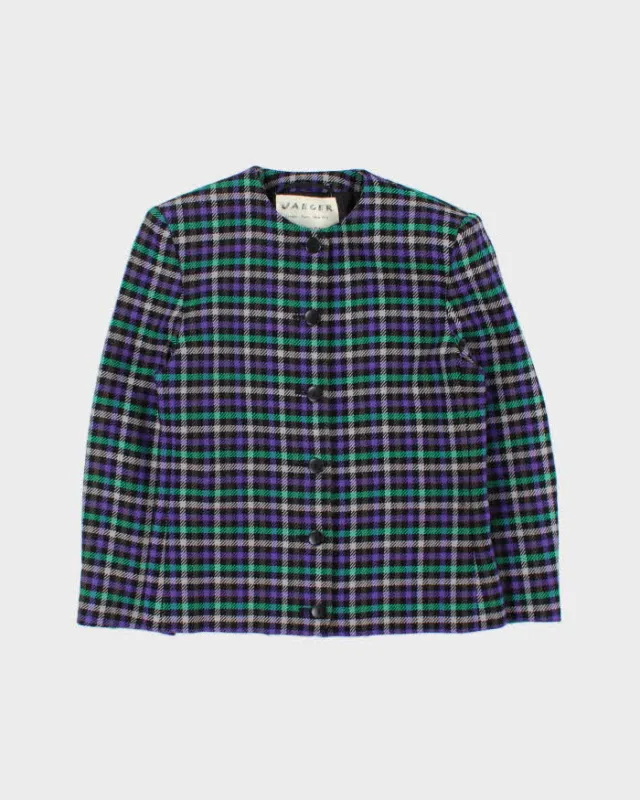 Vintage 1990s Jaeger Women's Wool Houndstooth Made In GB Blazer - S made by Rokit