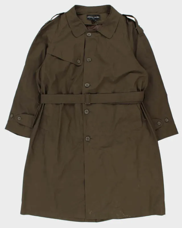 Vintage 1990s Pierre Cardin Khaki Double Breasted Weatherproof Insulated Trench Coat - XXL made by Pierre Cardin
