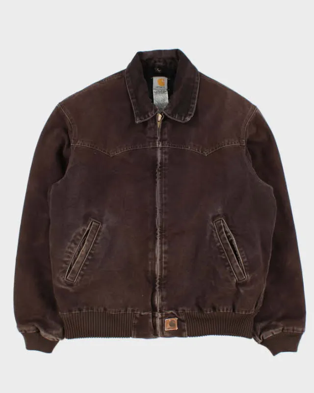 Vintage 2004 Y2K Carhartt J14 DKB Sante Fe Duck Canvas Quilt Lined Bomber Jacket - L made by Carhartt