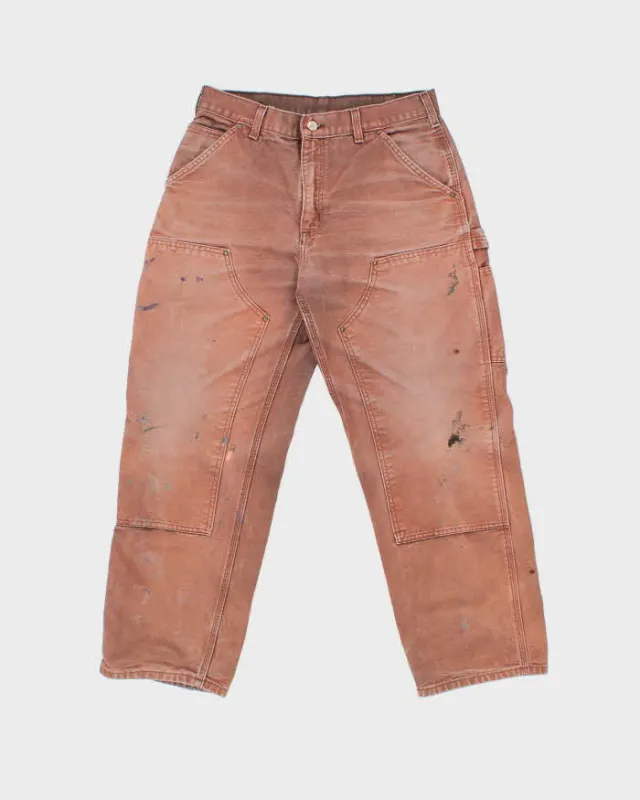 Vintage 2009 Y2K Carhartt B01 Elba Duck Canvas Double Knee Made In USA Distressed Loose Original Fit Carpenter Trousers - W32 L28 made by Carhartt