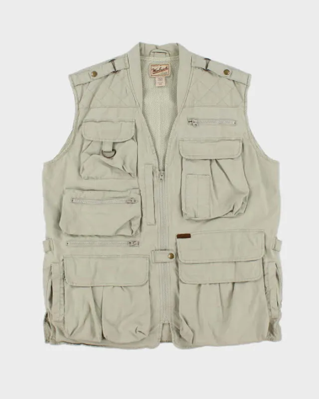 Vintage Woolrich Canvas Multi-Pocket Fisherman Utility Trail Cargo Vest - L made by Woolrich