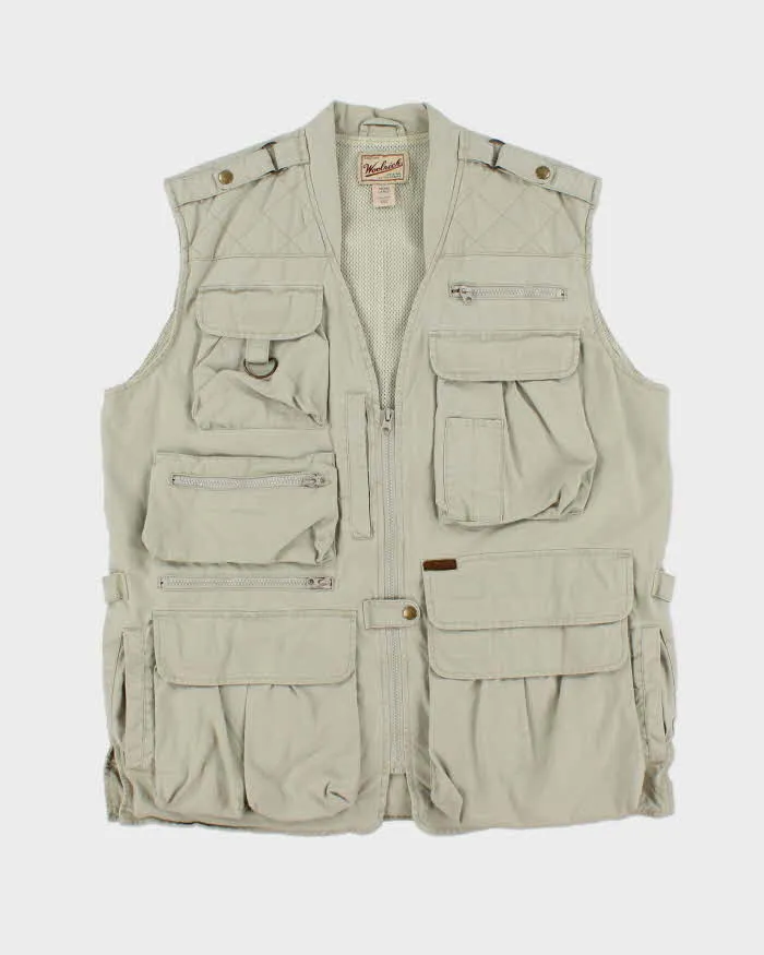 Vintage Woolrich Canvas Multi-Pocket Fisherman Utility Trail Cargo Vest - L sold by Rokit