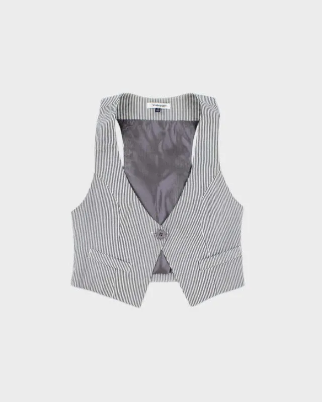 Vintage Y2k 2000s Valley Girl Stripe Waistcoat Style Top - S made by Rokit