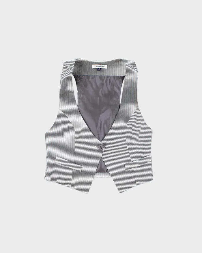 Vintage Y2k 2000s Valley Girl Stripe Waistcoat Style Top - S sold by Rokit