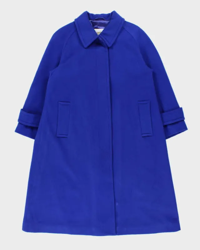 Vintage 1990s London Fog Women's Cobalt Blue Wool Overcoat - M made by London Fog