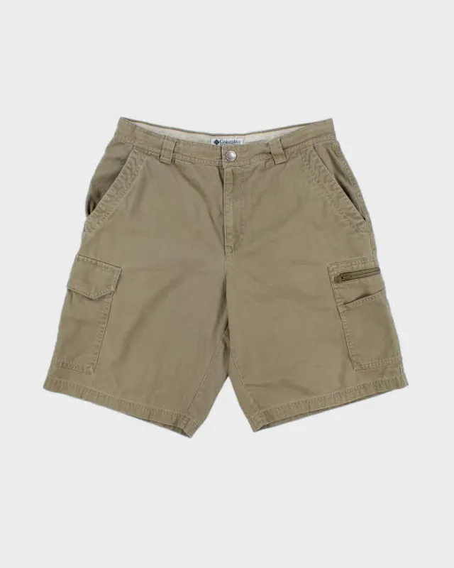 Vintage Y2K 00s Columbia Loose Fit Khaki Canvas Technical Cargo Shorts - W32 made by Columbia