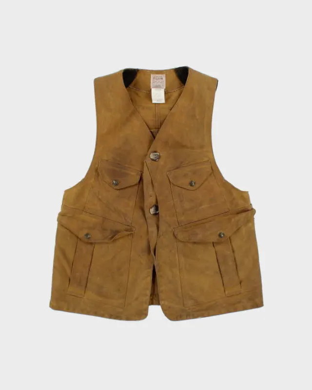 Vintage Filson Oil Tin Cloth Made In USA Tan Hunting Vest - S made by Filson