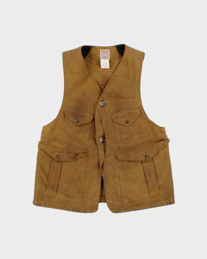 Vintage Filson Oil Tin Cloth Made In USA Tan Hunting Vest - S sold by Rokit