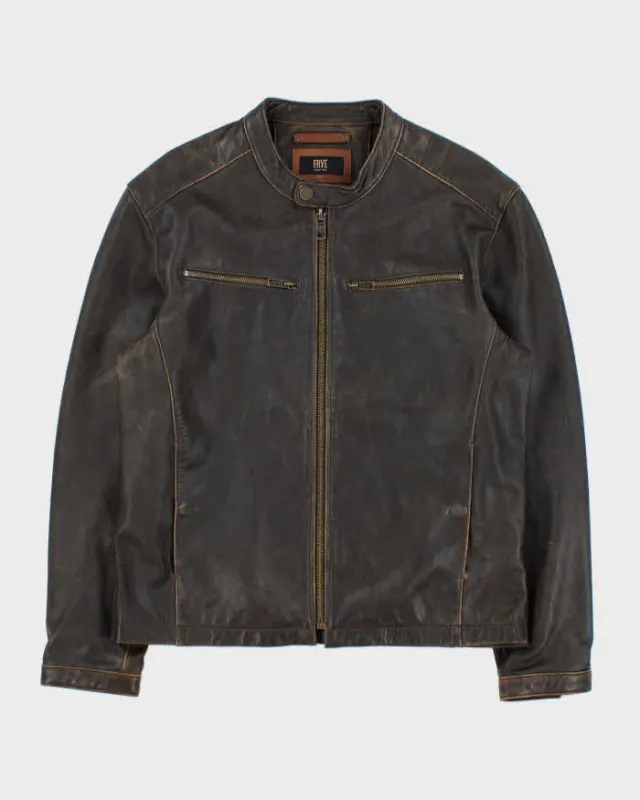 Vintage Frye Lambskin Leather Cafe Racer Moto Jacket - XL made by Rokit