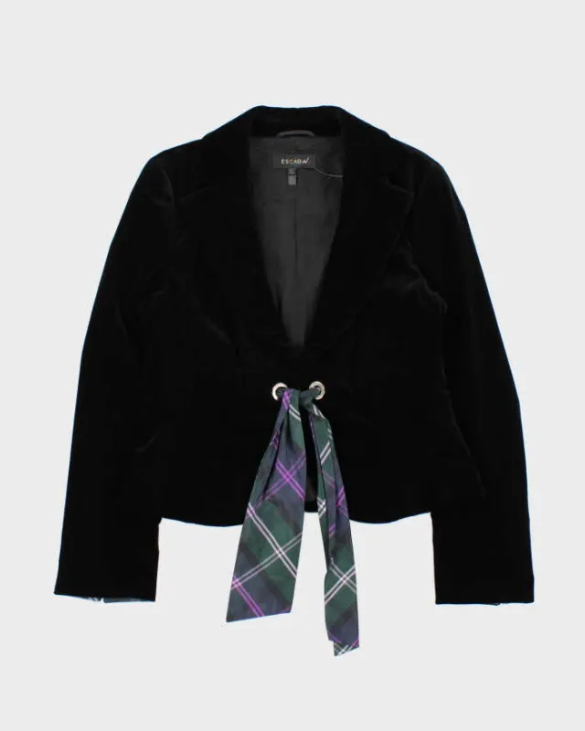 Vintage Y2K 00s Escada Women's Velvet Cropped Belted Blazer- M made by Escada