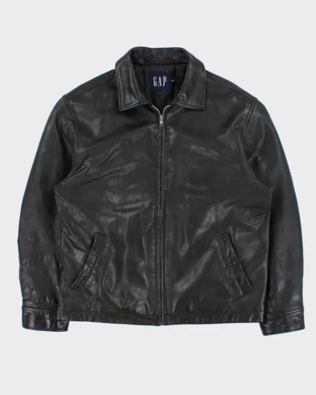 Vintage Y2K 00s Gap Quilt Lined Leather Trucker Jacket - M made by GAP