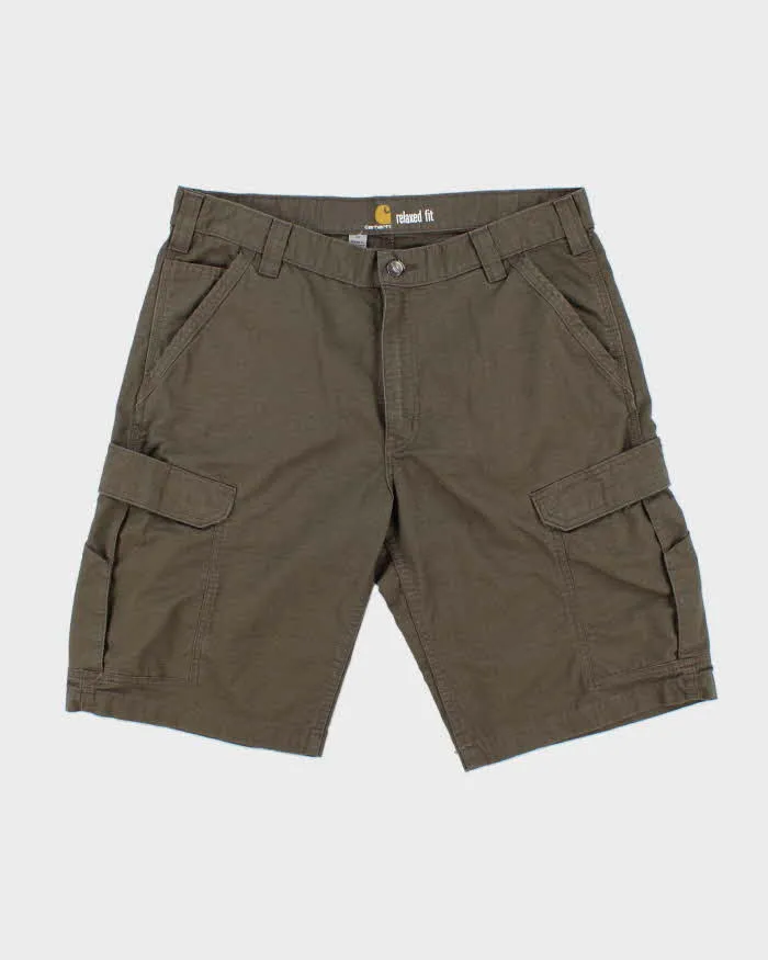 Vintage Carhartt Force Khaki Broxton Relaxed Fit Cargo Shorts - W36 sold by Rokit
