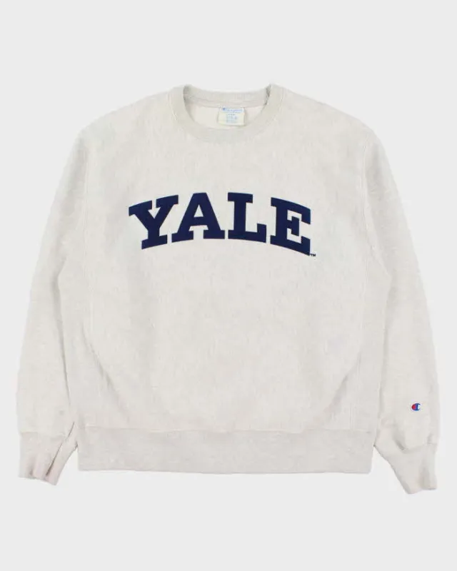 Vintage Champion Yale University Heavyweight Reverse Weave Marl Grey Crewneck Sweatshirt - L made by Champion