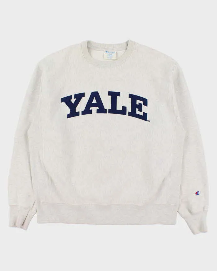 Vintage Champion Yale University Heavyweight Reverse Weave Marl Grey Crewneck Sweatshirt - L sold by Rokit