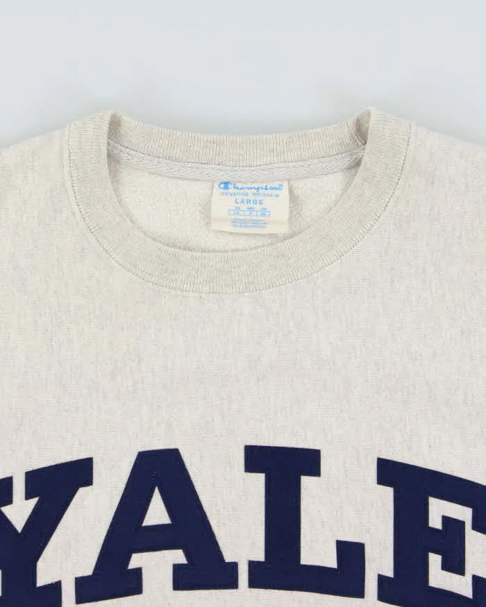 Vintage Champion Yale University Heavyweight Reverse Weave Marl Grey Crewneck Sweatshirt - L sold by Rokit product image thumbnail 5