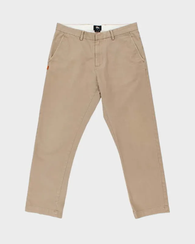 Vintage Stussy Khaki Relaxed Tapered Skate Chino Trousers - W34 L30 made by Stussy