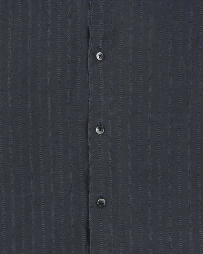 Vintage Y2K 00s Calvin Klein Striped Linen Blend Modern Fit Short Sleeve Shirt - XL sold by Rokit product image thumbnail 4