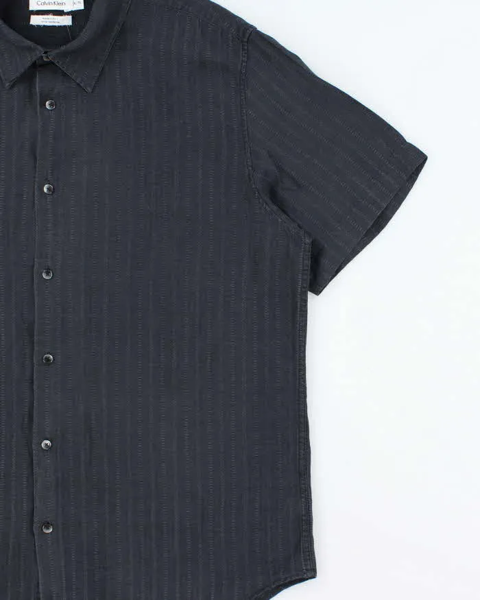 Vintage Y2K 00s Calvin Klein Striped Linen Blend Modern Fit Short Sleeve Shirt - XL sold by Rokit product image thumbnail 3