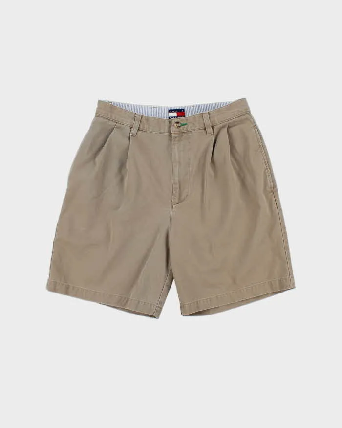 Vintage Y2K 00s Tommy Hilfiger Double Pleated Khaki Chino Bermuda Shorts - W30 sold by Rokit