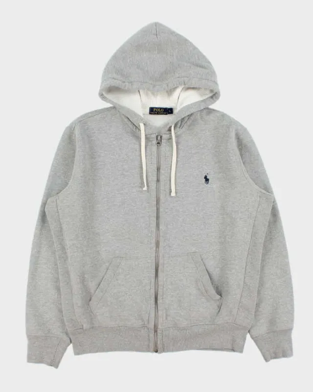 Vintage Polo Ralph Lauren Marl Grey Heavyweight Full-Zip Hoodie - L made by Ralph Lauren