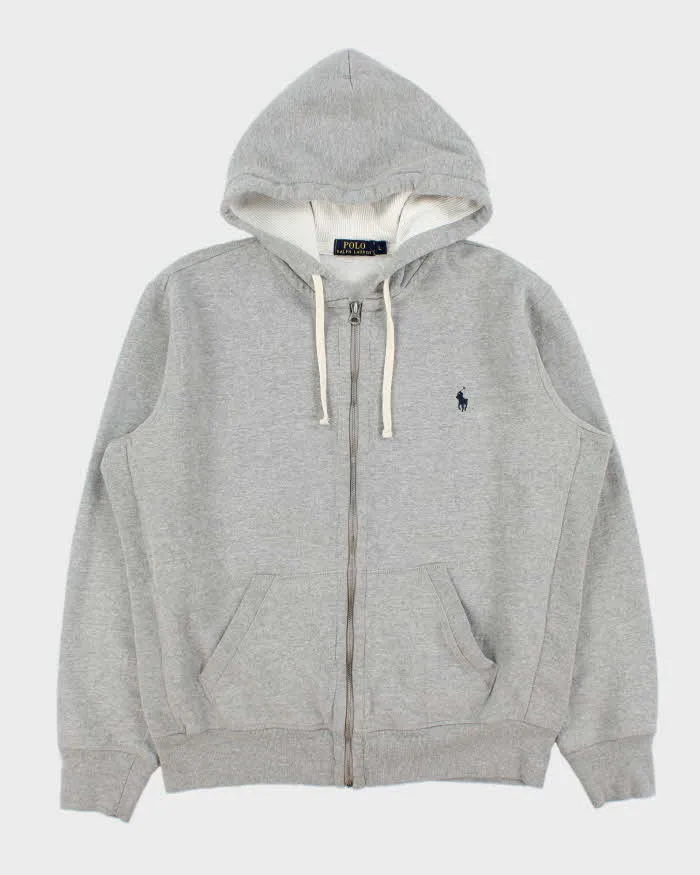 Vintage Polo Ralph Lauren Marl Grey Heavyweight Full-Zip Hoodie - L sold by Rokit
