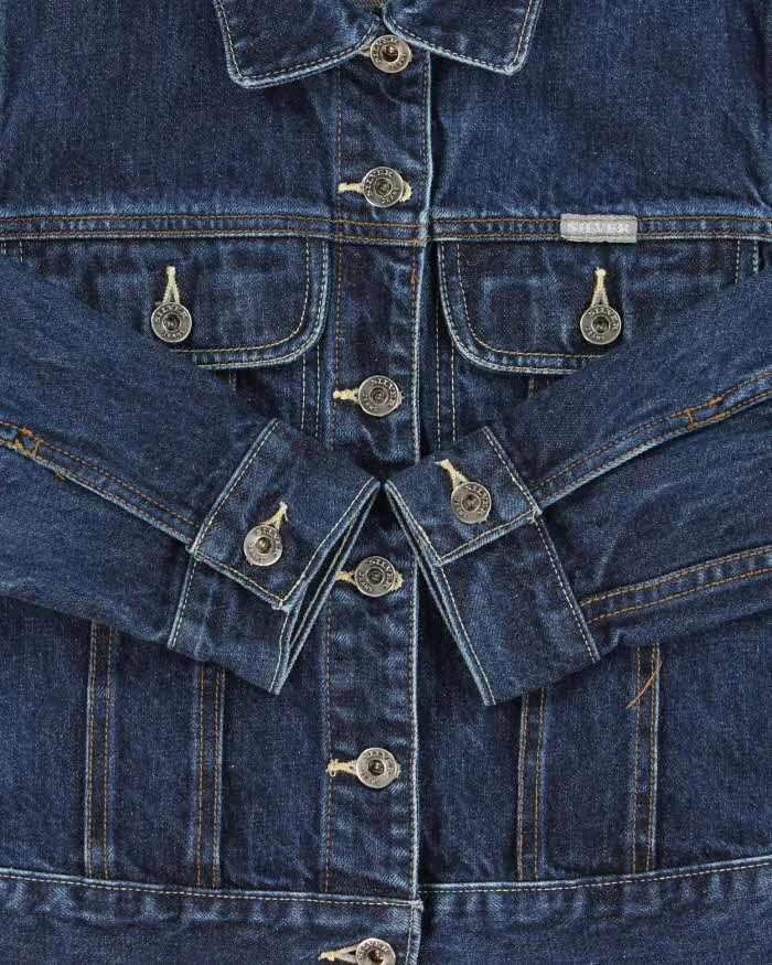Vintage 1990s Silver Jeans Women's Dark Wash Cropped Denim Jacket - S sold by Rokit product image thumbnail 4